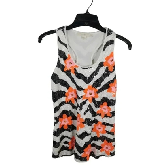 {Boston Proper} Sequin Floral Racer Back Tank - Size XS - Picture 1 of 11